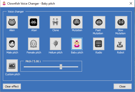 Voice Effects Window